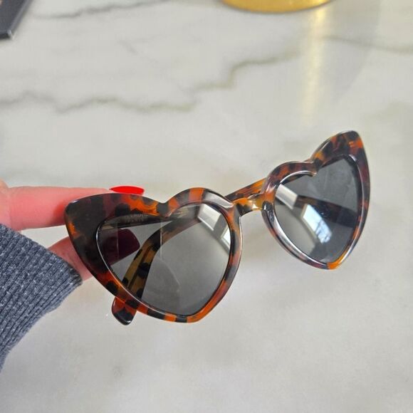 Saint Laurent SL181 LouLou 006 Havana Brown Hearts 54MM Geometric Sunglasses - Picture 1 of 14